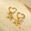 Stainless Steel Women's Earrings Ocean Style Starfish With Heart Shape And Geometric Pattern Electroplated