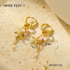 Stainless Steel Women's Earrings Ocean Style Starfish With Heart Shape And Geometric Pattern Electroplated