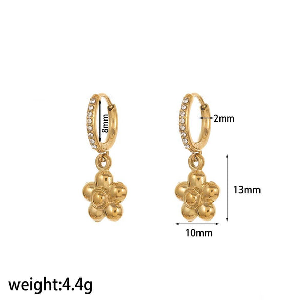 Stainless Steel Women's Earrings With Star Geometric Pattern Electroplated Highend Style