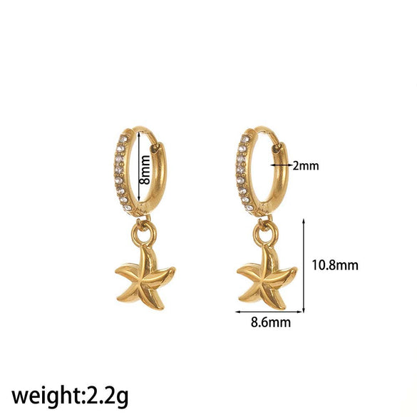 Stainless Steel Women's Earrings With Star Geometric Pattern Electroplated Highend Style