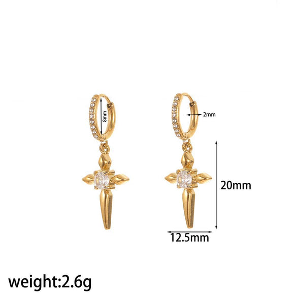 Stainless Steel Women's Earrings With Star Geometric Pattern Electroplated Highend Style