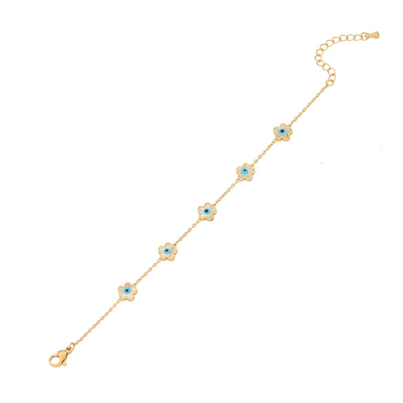 Stainless Steel Women's Eye Bracelet With Star Flower And Heart Patterns Electroplated