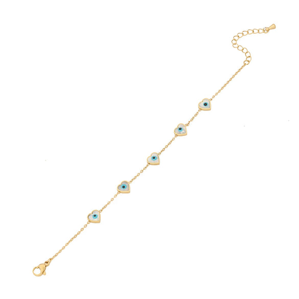 Stainless Steel Women's Eye Bracelet With Star Flower And Heart Patterns Electroplated