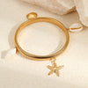 Stainless Steel Women's Fashion Bracelet With Starfish Shell Pendant Geometric Pattern Electroplated