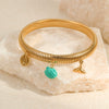 Stainless Steel Women's Fashion Bracelet With Starfish Shell Pendant Geometric Pattern Electroplated