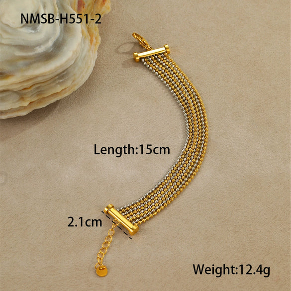 Stainless Steel Women's Fashion Geometric Multilayer Tassel Bracelet With Electroplating