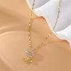 Stainless Steel Women's Fashion Rotating Sunflower Geometric Style Necklace With Mixed Gemstone Inlay And Electroplating