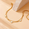 Stainless Steel Women's Fashion Simple Doublelayered Flower Anklet Accessories