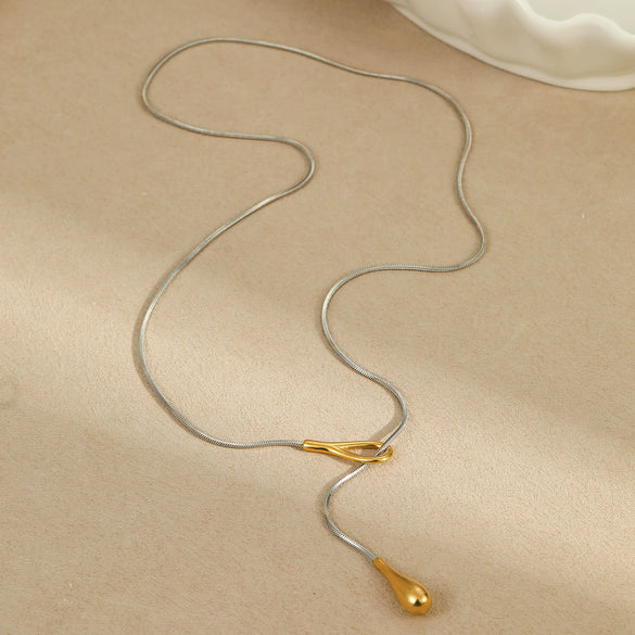 Stainless Steel Women's Fashionable Geometric Yshaped Necklace With Electroplating