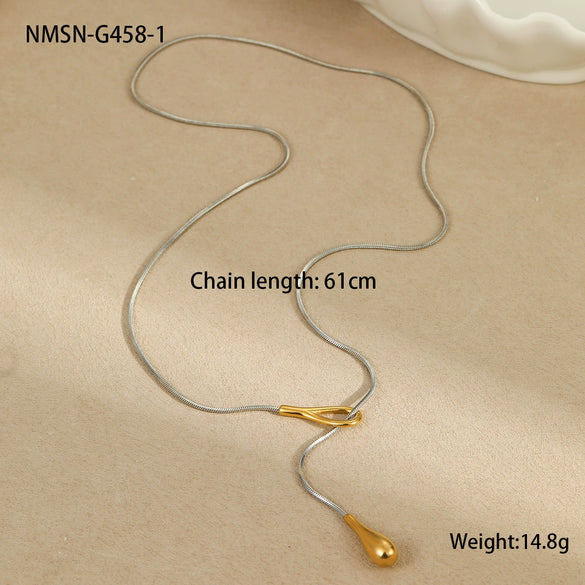 Stainless Steel Women's Fashionable Geometric Yshaped Necklace With Electroplating