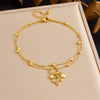 Stainless Steel Women's Flower Shaped Diamondencrusted Pendant Anklet Fashionable Simple Highend Light Luxury