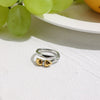Stainless Steel Women's Geometric Design Ring With Electroplating