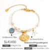 Stainless Steel Women's Geometric Fashion Minimalist Bracelet With Seaside Shell Starfish Pendant And Natural Stone Set With Diamonds Jewelry