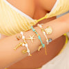 Stainless Steel Women's Geometric Fashion Minimalist Bracelet With Seaside Shell Starfish Pendant And Natural Stone Set With Diamonds Jewelry