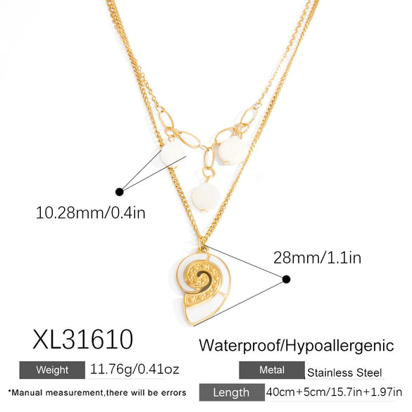 Stainless Steel Women's Geometric Pendant Necklace With Electroplating