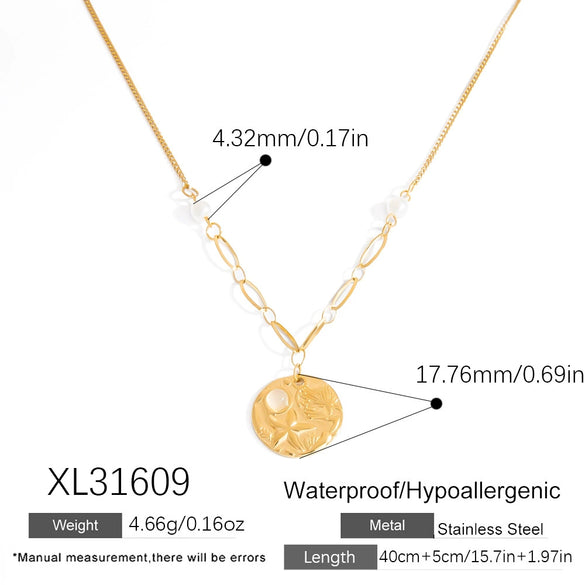 Stainless Steel Women's Geometric Pendant Necklace With Electroplating