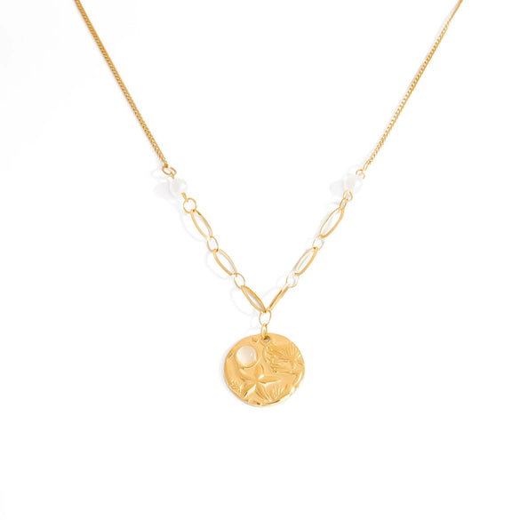 Stainless Steel Women's Geometric Pendant Necklace With Electroplating