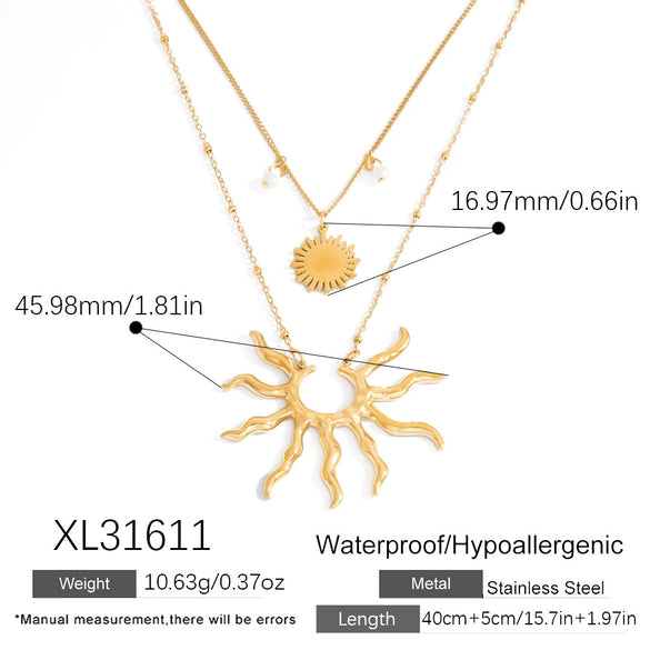 Stainless Steel Women's Geometric Pendant Necklace With Electroplating