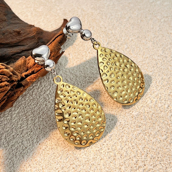 Stainless Steel Women's Geometric Retro Minimalist Electroplated Earrings
