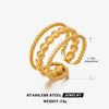Stainless Steel Women's Geometric Retro Style 18K Goldplated Opening Adjustable Ring