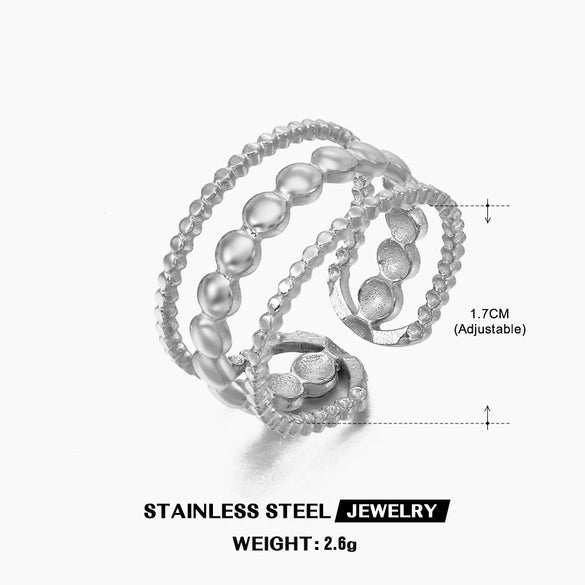 Stainless Steel Women's Geometric Retro Style 18K Goldplated Opening Adjustable Ring