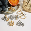 Stainless Steel Women's Geometric Ring And Opening Bracelet With Electroplating Design