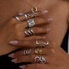 Stainless Steel Women's Geometric Ring And Opening Bracelet With Electroplating Design