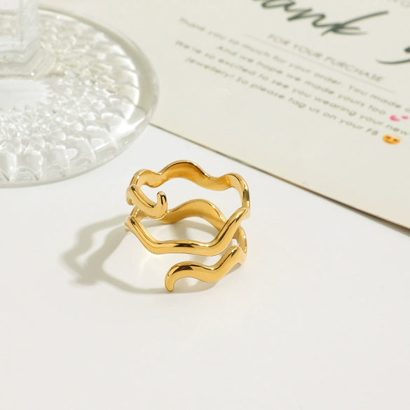 Stainless Steel Women's Geometric Ring Electroplated Minimalist Jewelry