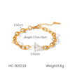 Stainless Steel Women's Geometric Specialshaped Pearl Pendant Ochain Bracelet With Electroplating And Ins Style