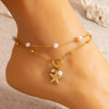 Stainless Steel Women's Geometric Starfish Pendant Anklet