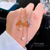 Stainless Steel Women's Geometric Tassel Love Shell Micro Diamond Lip Chain Necklace