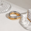 Stainless Steel Women's Ins Style Geometric Ring With Electroplating