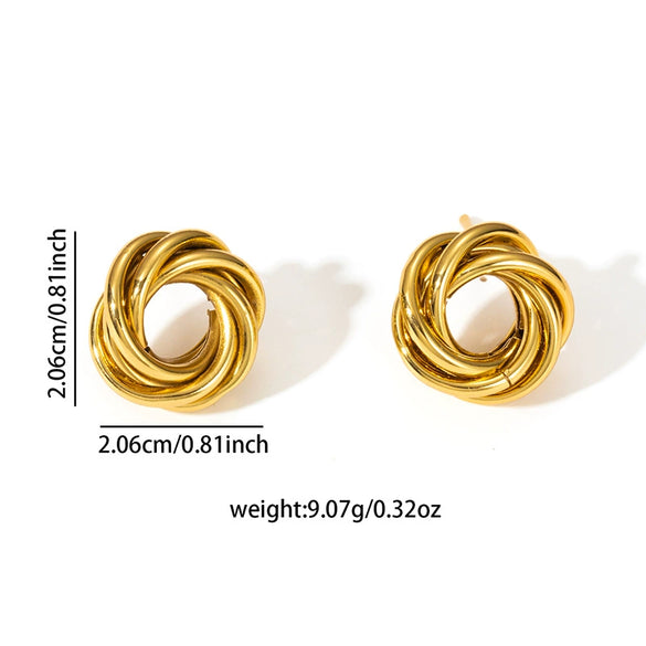 Stainless Steel Women's Light Luxury Fashion Hoop Earrings With Geometric Shape Electroplated