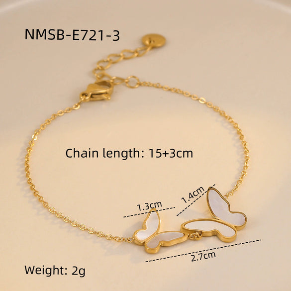 Stainless Steel Women's Light Luxury Jewelry Bracelets With Gold Shell Butterfly Electroplated