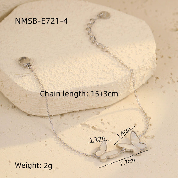 Stainless Steel Women's Light Luxury Jewelry Bracelets With Gold Shell Butterfly Electroplated