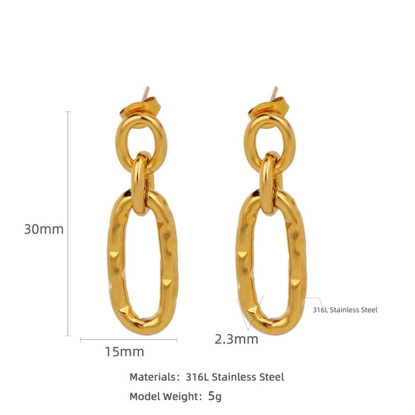 Stainless Steel Women's Natural Style Earrings With Bow And Geometric Pattern Electroplated