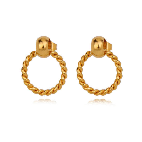 Stainless Steel Women's Natural Style Earrings With Bow And Geometric Pattern Electroplated