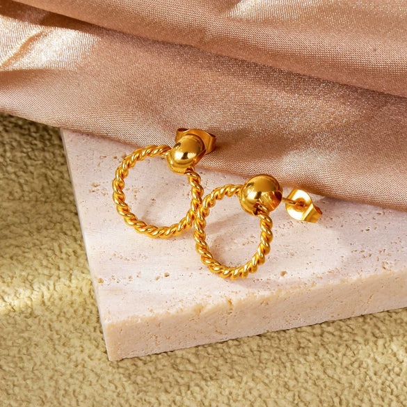Stainless Steel Women's Natural Style Earrings With Bow And Geometric Pattern Electroplated