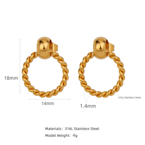 Stainless Steel Women's Natural Style Earrings With Bow And Geometric Pattern Electroplated