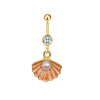 Stainless Steel Women's Navel Ring With Starfish And Star Shaped Pendant Electroplated