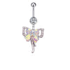 Stainless Steel Women's Navel Ring With Starfish And Star Shaped Pendant Electroplated