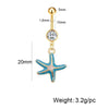 Stainless Steel Women's Navel Ring With Starfish And Star Shaped Pendant Electroplated