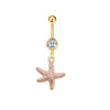 Stainless Steel Women's Navel Ring With Starfish And Star Shaped Pendant Electroplated