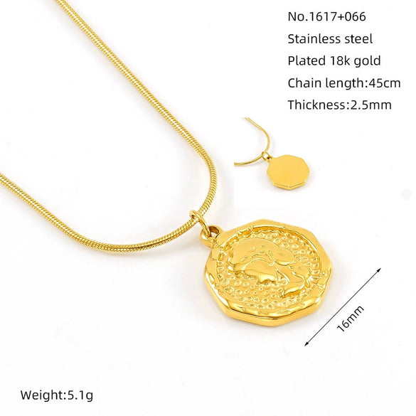 316L Stainless Steel Women's Necklace With Boat Anchor Joker Retro Snake Pendant Electroplating Geometric Animal Zodiac Design