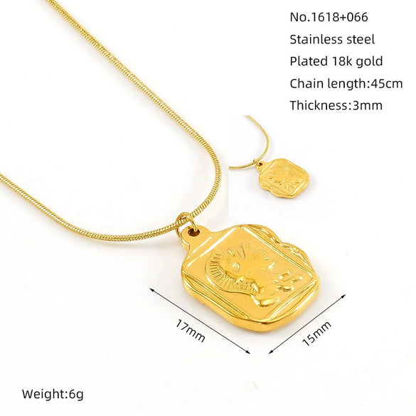 316L Stainless Steel Women's Necklace With Boat Anchor Joker Retro Snake Pendant Electroplating Geometric Animal Zodiac Design