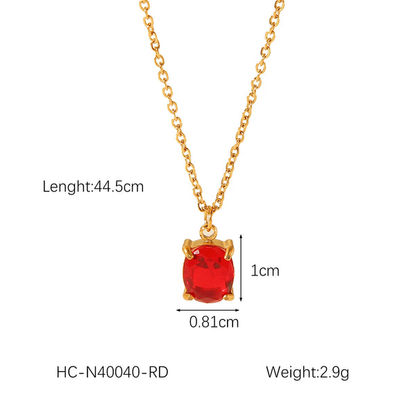 Stainless Steel Women's Necklaces Inlaid Zircon Geometric Style