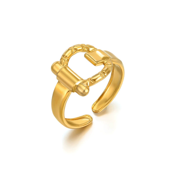 Stainless Steel Women's Opening Adjustable Letter Ring With Electroplating Simple Fashion Niche Style