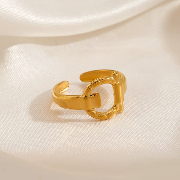 Stainless Steel Women's Opening Adjustable Letter Ring With Electroplating Simple Fashion Niche Style