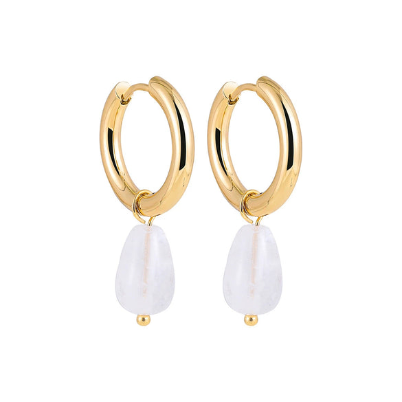 Stainless Steel Women's Retro Detachable Water Drop Earrings With Electroplating Treatment
