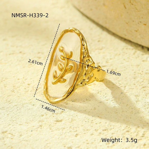 Stainless Steel Women's Ring With Flower Pattern And Electroplating Light Luxury Style